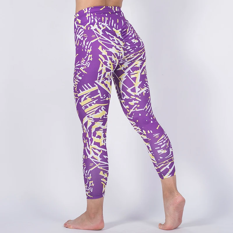 Purple Sports Leggings Women Sexy Gothic Graffiti Yoga Push Up Mujer Fitness Polyester Running Workout Pants | Спорт и развлечения