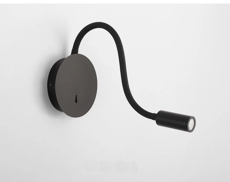 Прикроватная Светодиодная лампа для чтения с гусиной шеей 3 Вт настенное