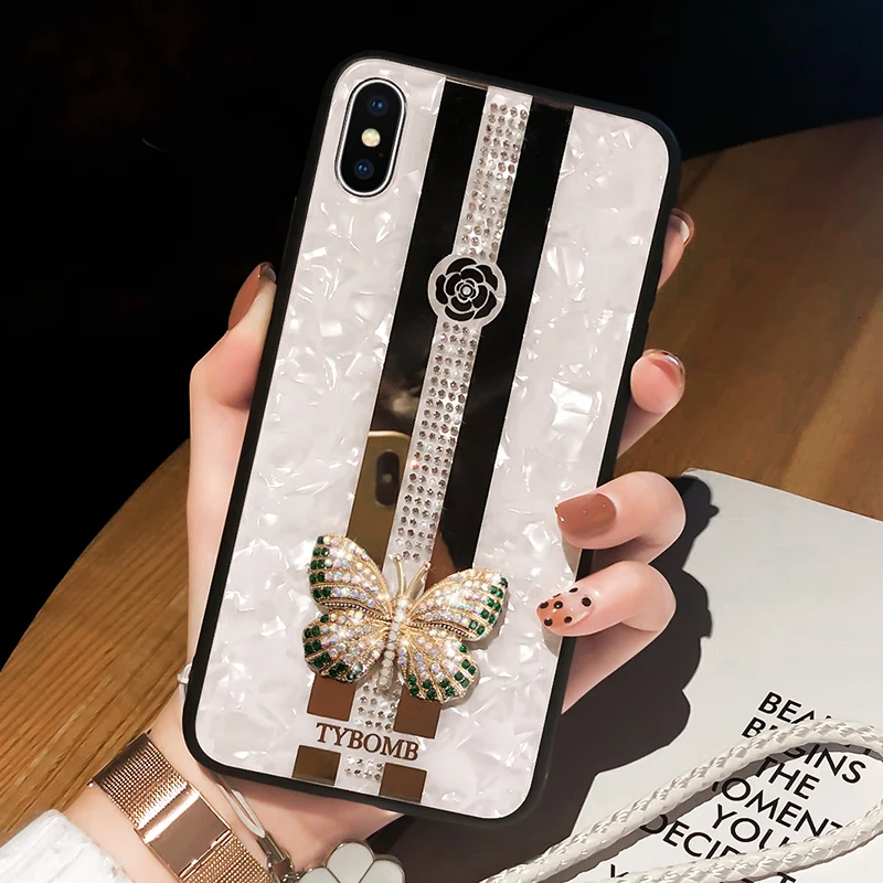 3D Luxury Creative Mirror Fashion Inlaid butterfly Phone Case For iPhone 11 Pro Max X XR XS Cases 7 8 6s Plus cover | Мобильные