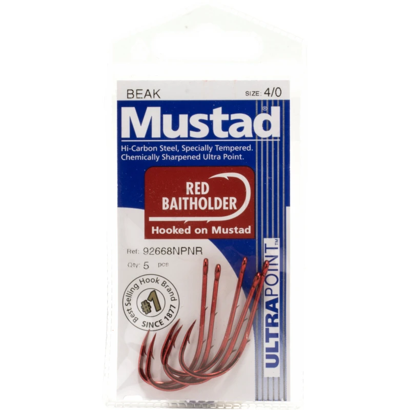 Крючки Mustad для живой рыбалки 92668NP NR крючок с бородкой из высокоуглеродистой стали