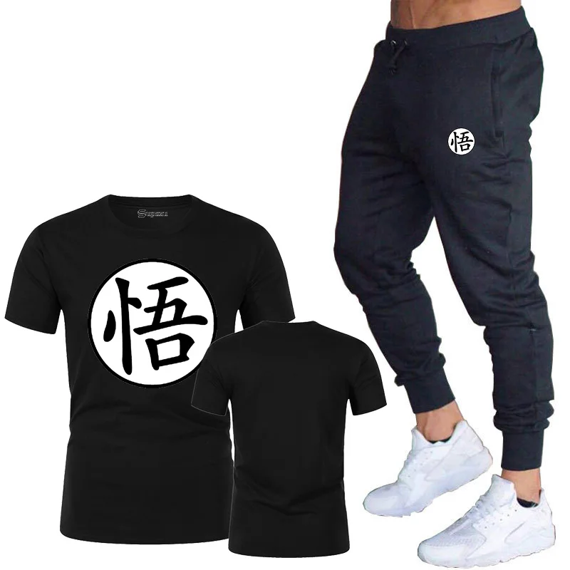 

Summer new fashion trend men's suits personality fashion printing sports short-sleeved T-shirt + sports and leisure trousers sui