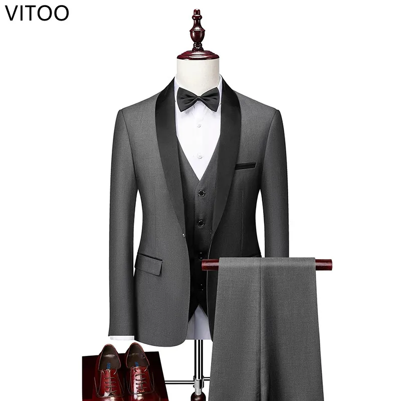 

Men Autumn Wedding Party 3 Pieces Jacket Trousers Set Large Size 5XL 6XL Male Blazer Coat Pants Vest Fashion Slim Fit Suit