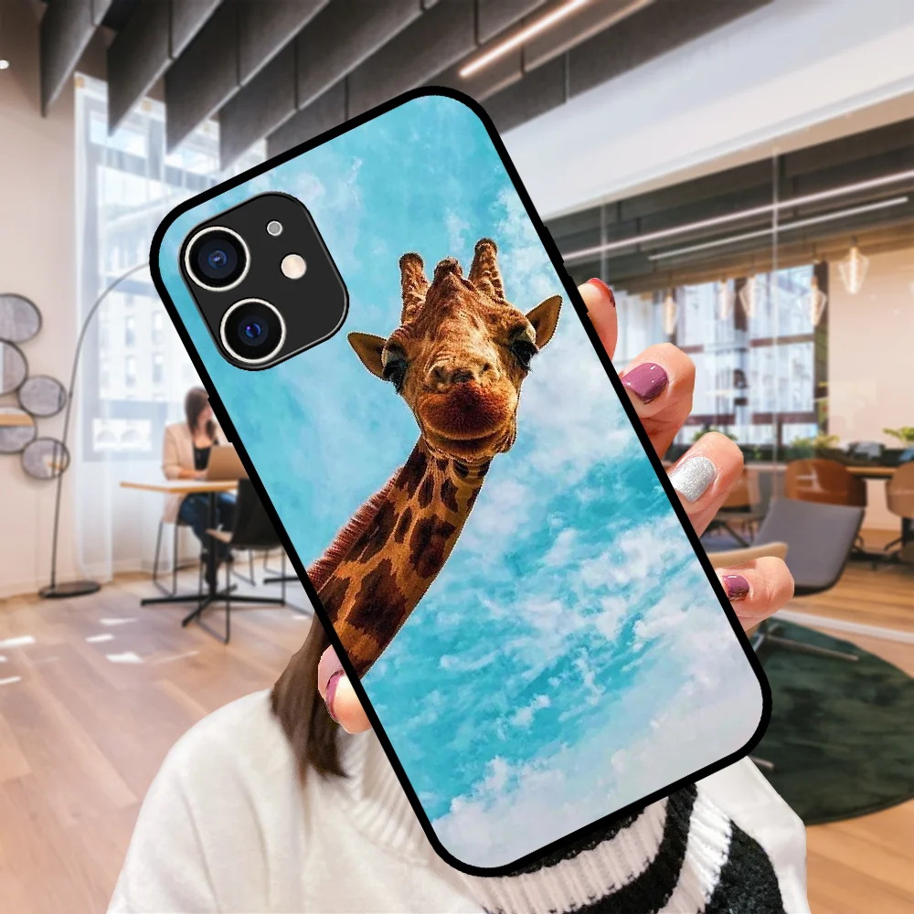 Чехол для телефона iPhone 11 12 8 Plus Mini Pro X XR XS Max 4 5 7 6 6S SE черный чехол-бампер 3D Prime жирафы