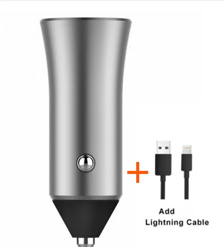 Новое автомобильное зарядное устройство Xiaomi USB 5 В/2.4A 18 Вт светодиодный, напоминающий быструю зарядку, подходит для большинства телефонов, планшетных ПК, двойное быстрое зарядное устройство, универсальное - Цвет: add Lighting cable