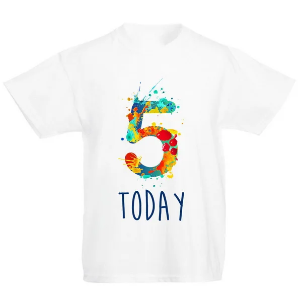 Детская футболка с рисунком номер пять 5 лет подарок на день рождения топ для