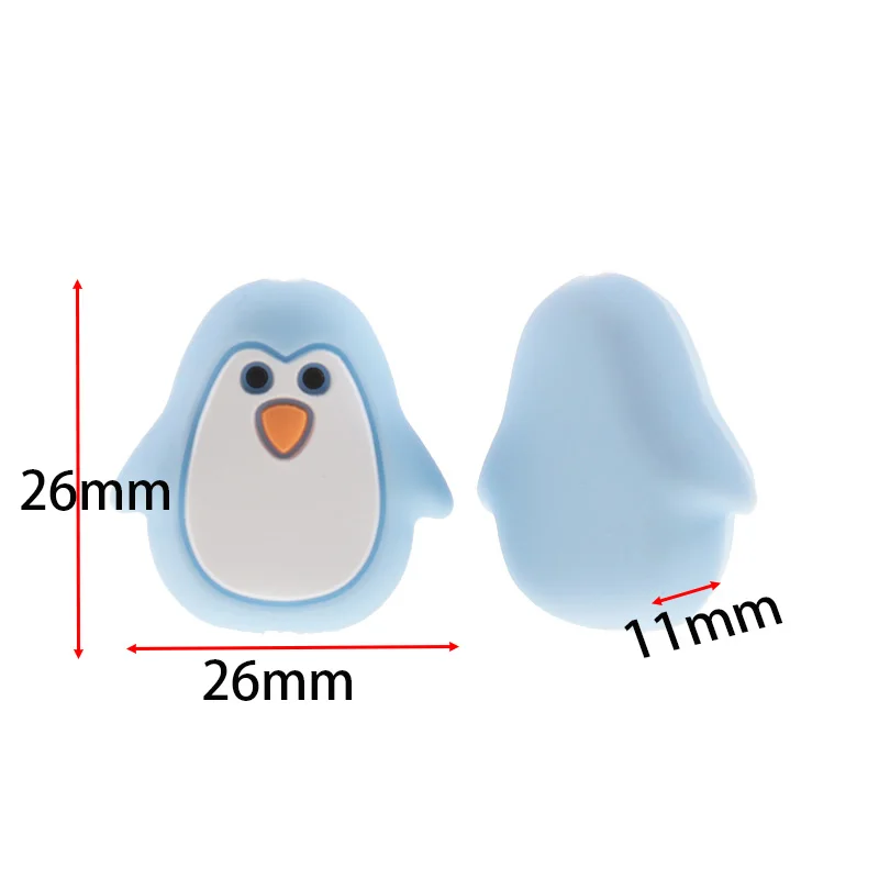 Cuentas de dentici&oacute;n para beb&eacute;, mordedor de ping&uuml;ino de silicona sin BPA para reci&eacute;n nacido, cadena de chupete, accesorios para enfermera, joyer&iacute;a para masticar, 10 piezas-5