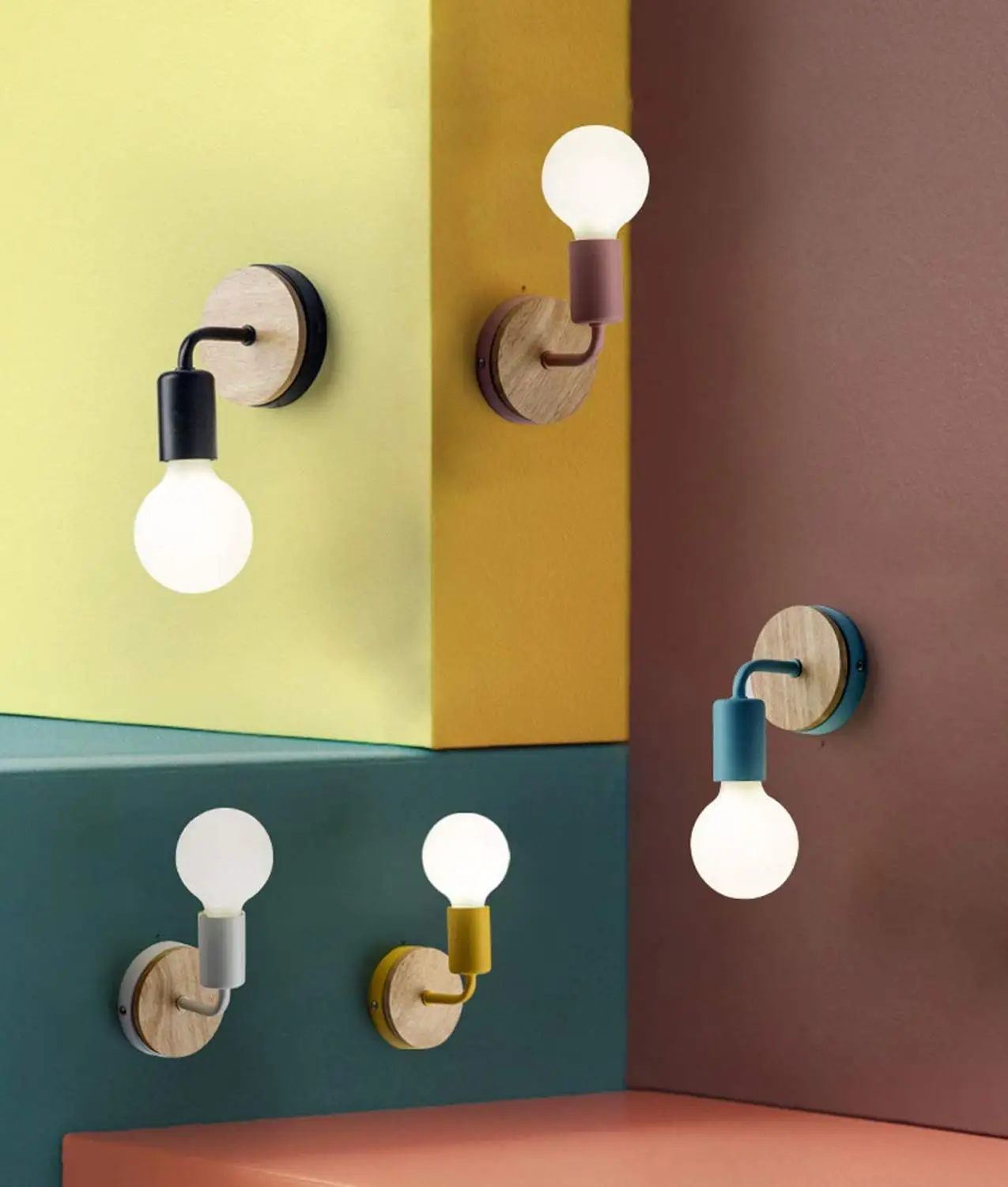 Минималистичный деревянный декоративный светодиодный настенный светильник