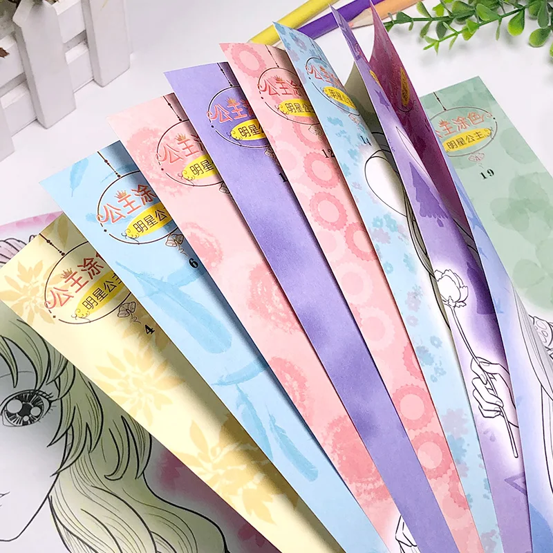 Книжка раскраска принцесса для взрослых и детей 6 книг/набор снимает стресс