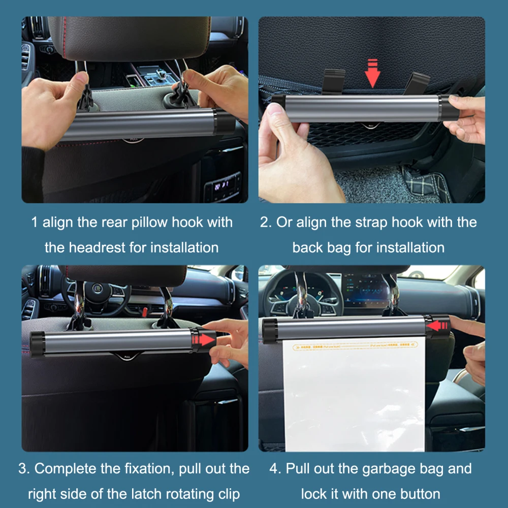 

Tablet Cradle Phone Holder Universal ABS PC Aluminum Alloy Material With Garbage Bag Automobile Accessories Car Headrest Stand