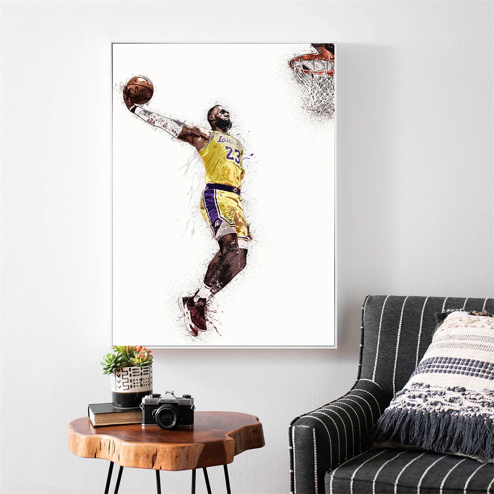 Спортивное искусство Lebron Джеймс плакаты и принты настенное Искусство Холст