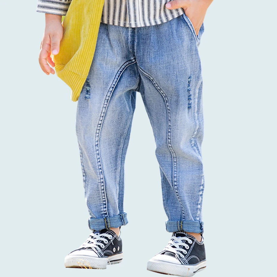 Фото Джинсы для маленьких мальчиков 2020 повседневные весенне осенние джинсы одежда
