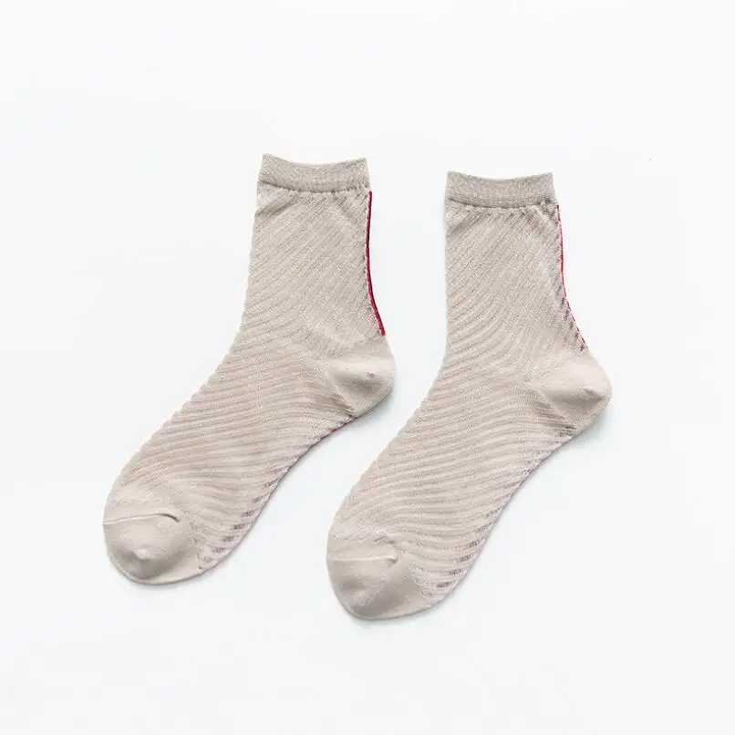 5 Pairs Girls Zebra Printed Thin White Cotton Ankle Socks Fashion Summer Crew Sock Women Glass Transparent Striped Ankle Socks