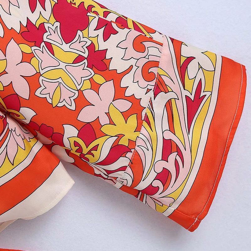 

TRAF ZA Women's Shirts Ribbon Positioning Printing Shirts Beach Wedding Party Dance Floor Shirt Woman Casual Summer Colthing