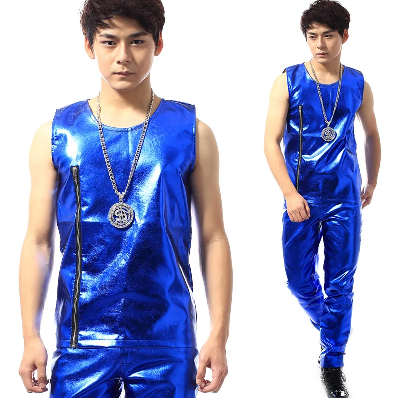 Ночной клуб костюм певица синий с пайетками рейв одежда фестиваль наряд DS Dj