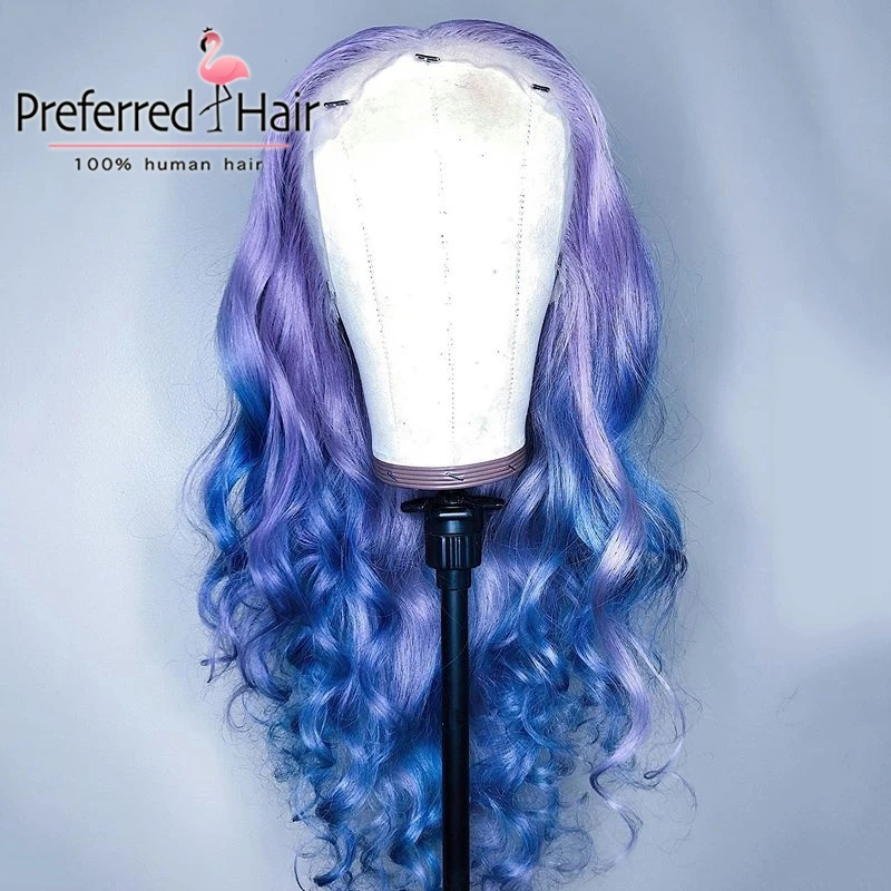 Preferred13x4 Preplucked свободный волнистый парик бразильский Омбре кружева передний Remy