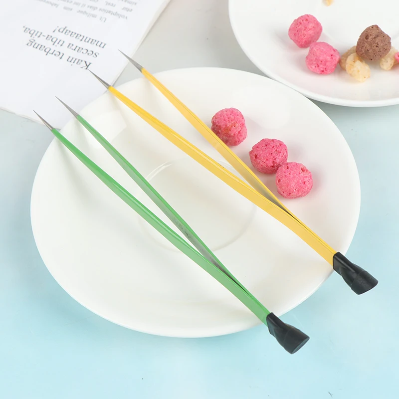 

2 Heads Straight Nail Tweezers With Silicone Pressing Head Metal Nails Tools2 Colors