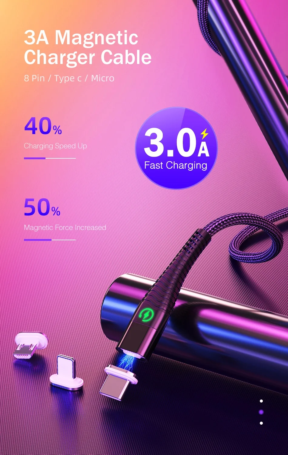 Rock 1 м 2 м светодиодный магнитный Usb зарядное устройство для iphone кабель для iphone 11 Pro Max XR XS шнур iPad Usb зарядный кабель для освещения кабель