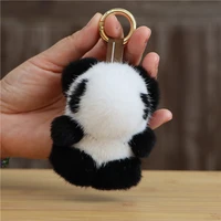 genuine mink fur keychain cute animal pompom purse accessory fluffy panada stylish furry bag charm