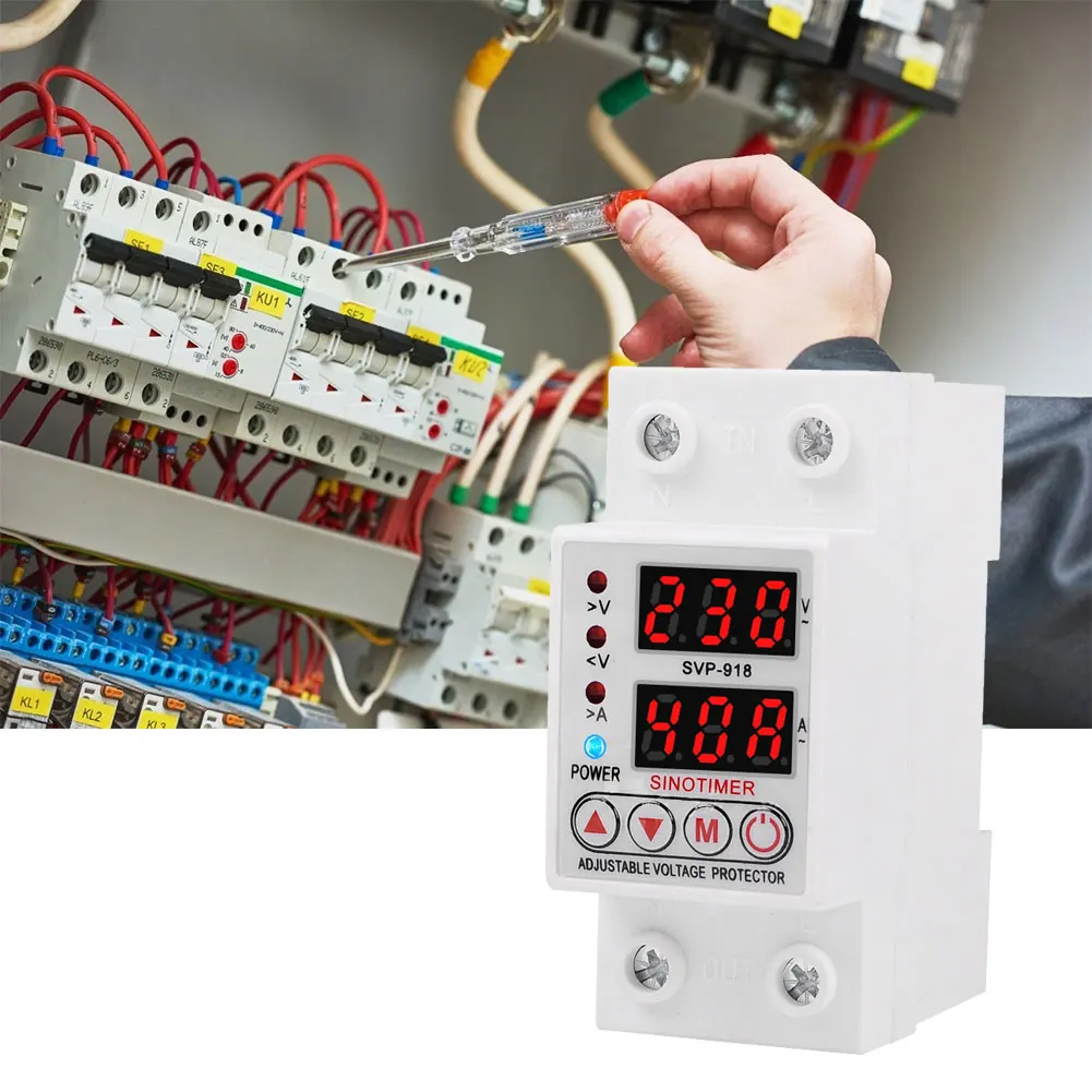 

SVP-918 230V Adjustable Self-recovery Voltage LED Automatic Reset Protection Switch Recovery Delay Time Automatic Voltage Device