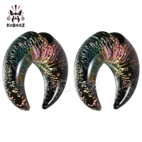 wholesale price glass colorful crescent piercing ear plugs tunnels gauges expanders earring strechers jewelry body 20pcs