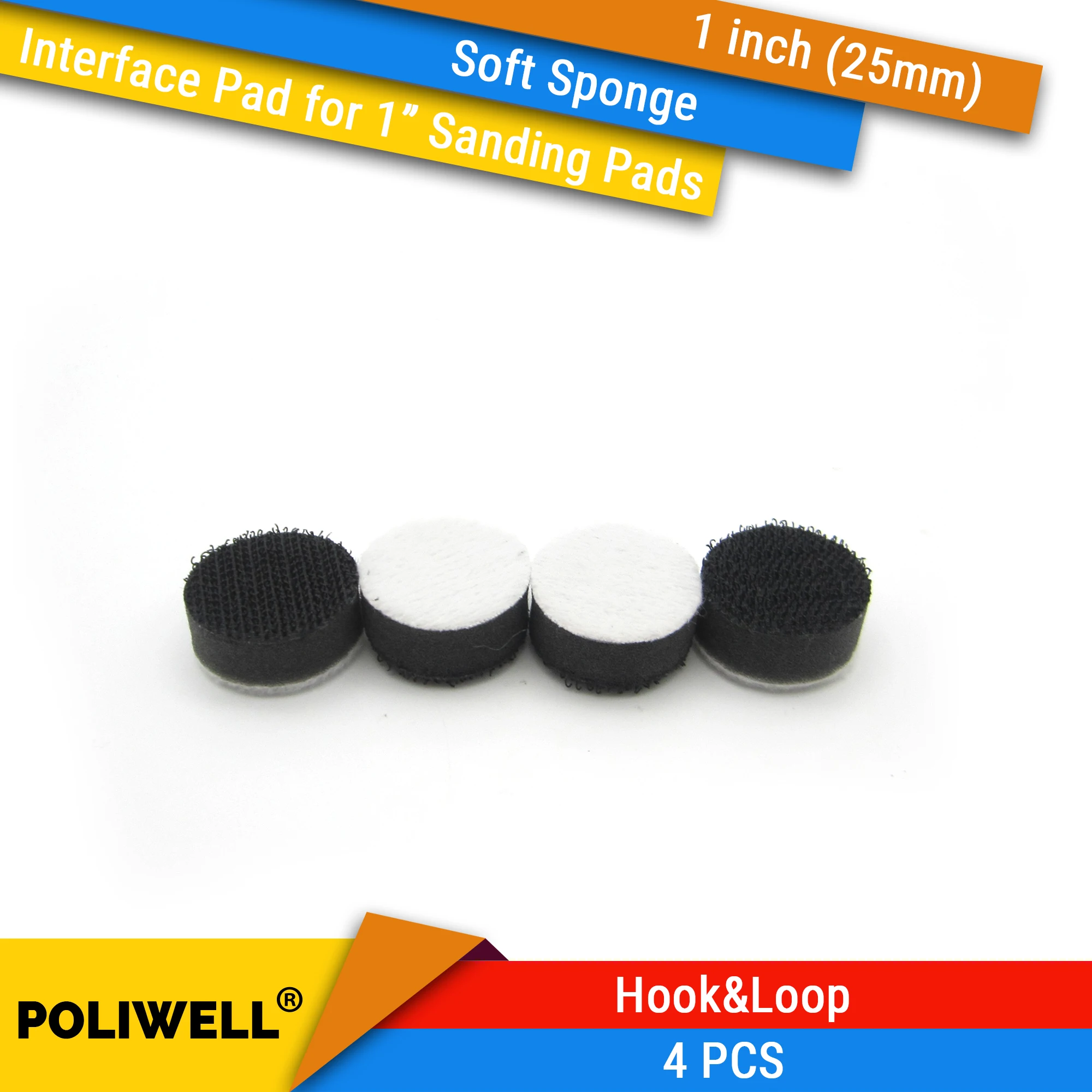 4PCS 1 Inch(25mm) Soft Sponge Interface Pads for 1&quotBack-up Sanding Pad and Hook&ampLoop Discs Uneven Surface Polishing | Инструменты