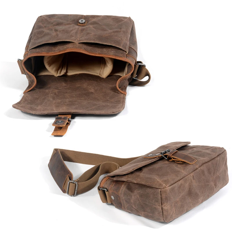 

Motorcycle Waterproof Side Bag Bike Smartphone Bag Vitnage Travel Folding Brompton Bag Waxed Canavs Crossbody Bags Shoulder