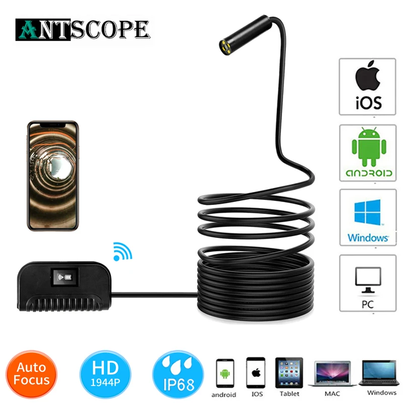 Antscope 1944P HD Водонепроницаемый Wifi эндоскоп камера 5,0 мегапикселей Автофокус мини Инспекционная камера бороскоп для IOS/Android 24