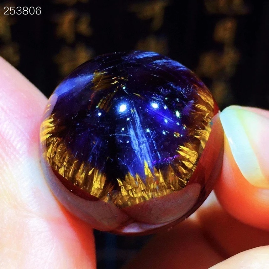 

Genuine Natural Cacoxenite Auralite 23 Purple Red Gold Rutilated Pendant Canada 20.7mm Round Ball Sphere Women Necklace AAAAA