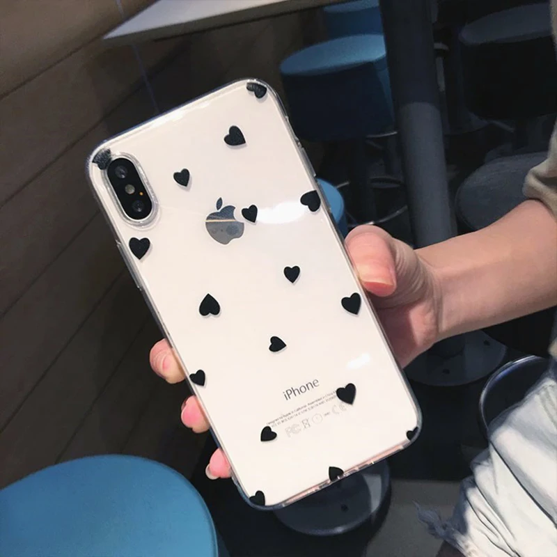 Чехол для телефона LOVECOM для iPhone 11 Pro XS Max XR XS X 6 6S 7 8 Plus Love Heart из мягкого термополиуретана Ультратонкий Прозрачный чехол для задней панели телефона в подарок