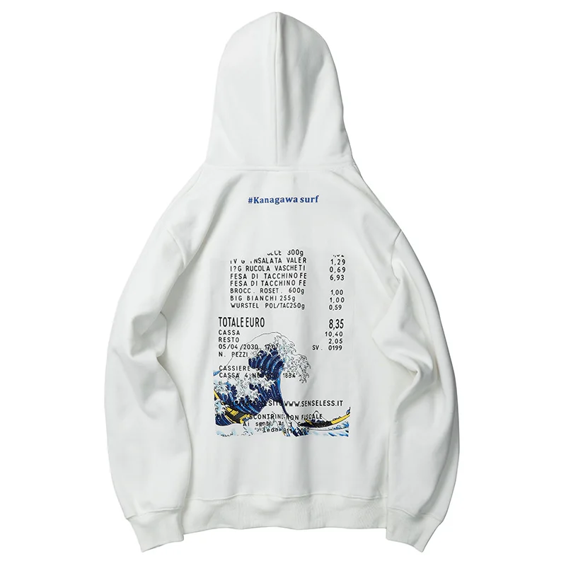 Японская вышивка забавная волна напечатаны флисовые толстовки 2019 зима Япония