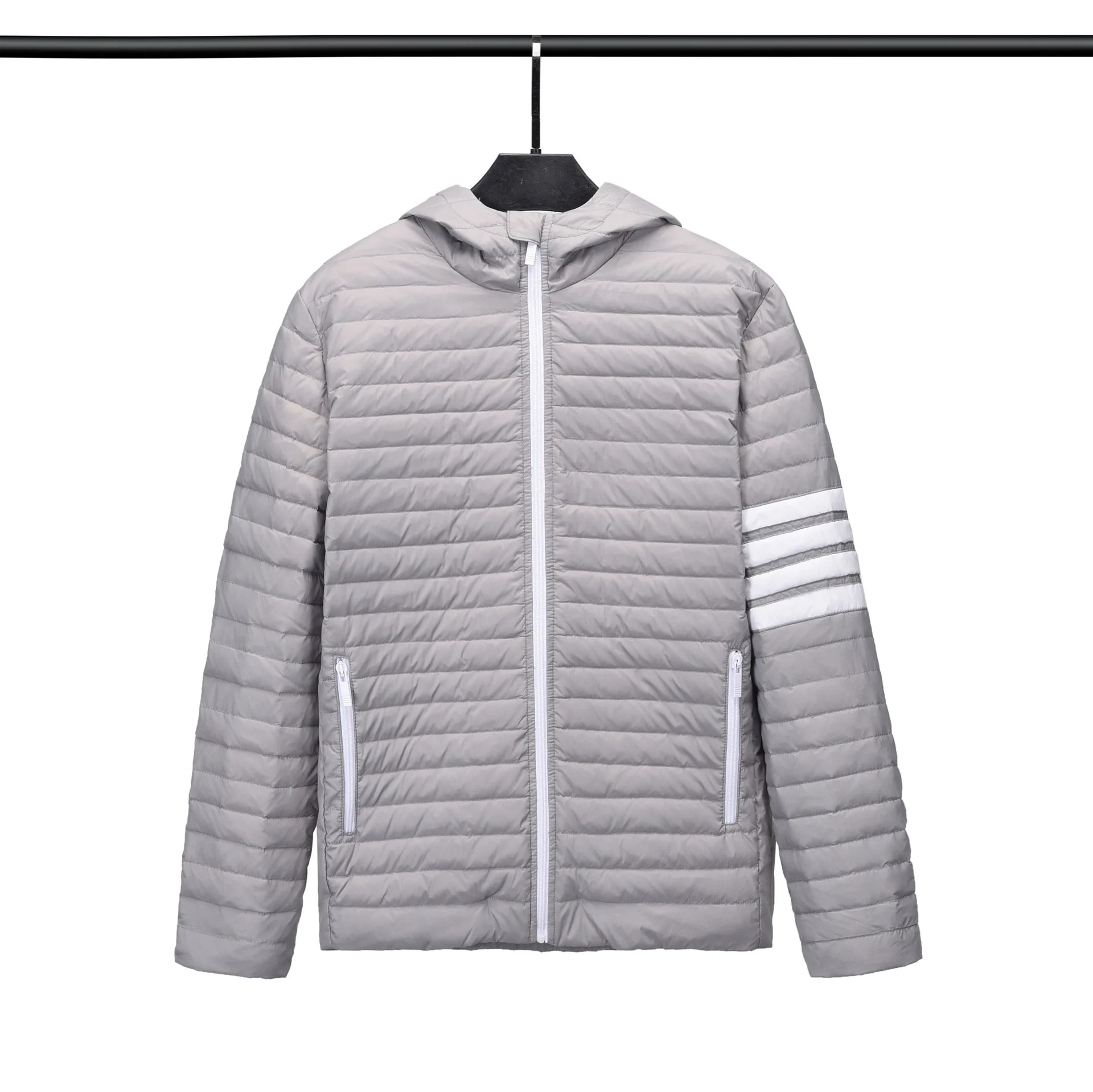 THOM BRUN's new TB Lightweight Down Jacket Men and women's Hooded zipper Casual down Grey duck ultra-light down jacket