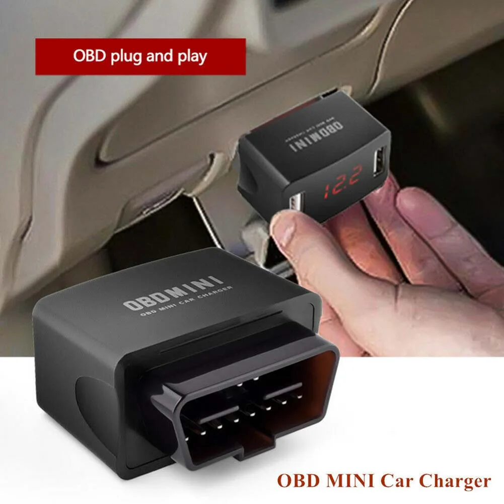 OBD Мини автомобиль Зарядное устройство светодиодный Дисплей 12/24V зарядка через usb