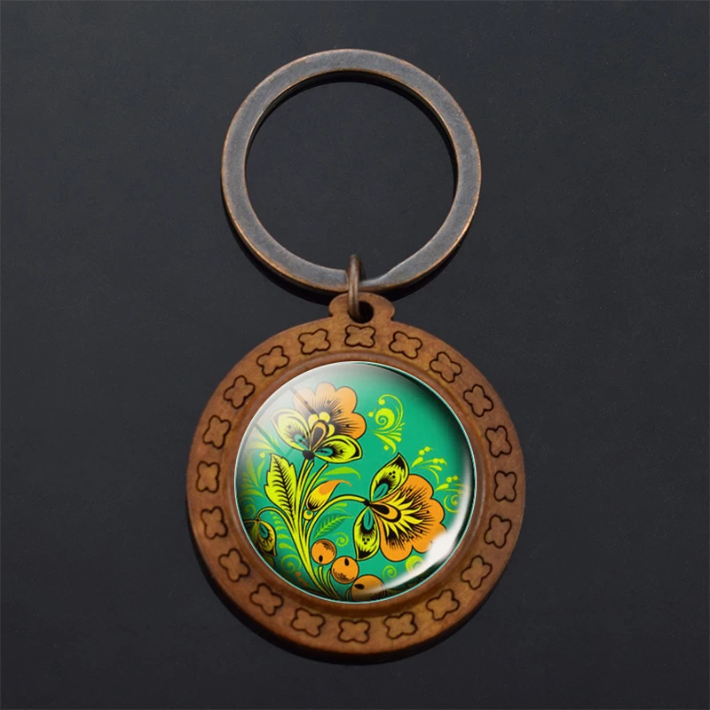 

Wooden Handmade Keychain Exquisite Pattern Keychains Keyrings Women Bag Chain Men Car Key Chain Jewelry Gifts Dropshipping