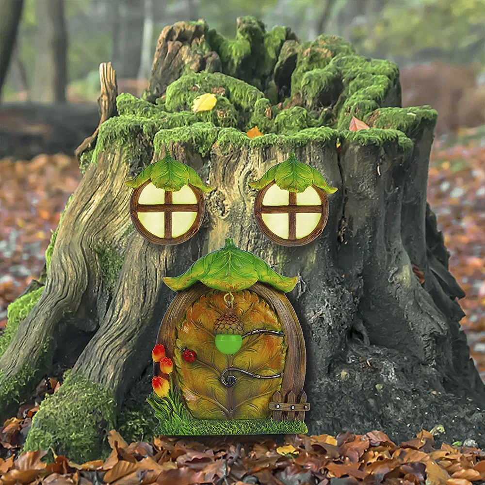 

Сказочный Сад двери окна Смола дом украшение статуи микропейзаж светящиеся ремесла Домашнее дерево Украшение Фигурка миниатюра