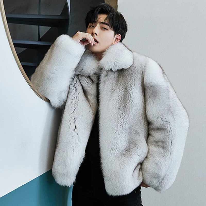 Толстая Высококачественная Мужская одежда из искусственного меха пальто