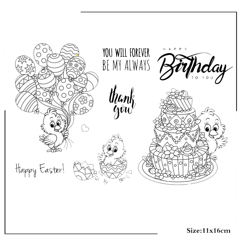 

Birthday Cake With Balloons Clear Stamps Scrapbooking Crafts Decorate Photo Album Embossing Cards Making Clear Stamps New