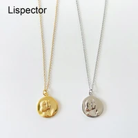 lispector 925 sterling silver simple abstract portrait pendant necklace for women minimalist coin necklaces matching jewelry
