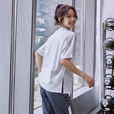 Women Shirts Long Sports Quick-drying Clothes Women's Loose Running Blouses Plus Size Fitness Clothes, Short-sleeved T-shirts