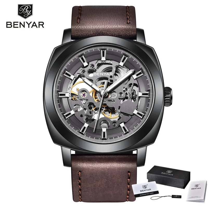 Автоматические механические мужские часы-скелетоны Benyar часы роскошные