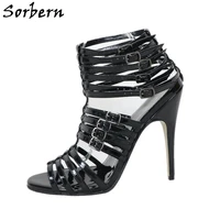 sorbern genuine leather sandals ladies stilettos custom high heel slingback us size 12 women shoes roman sandals women