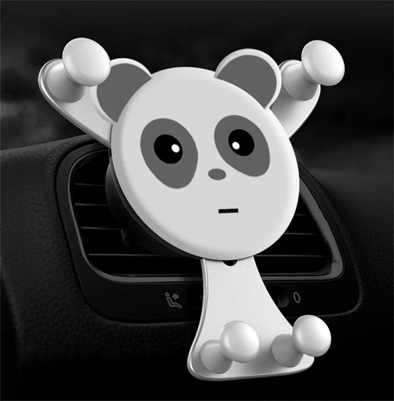 Гравитационный Автомобильный держатель для телефона в автомобиле с креплением на вентиляционное отверстие без магнитного держателя для мобильного телефона gps подставка для iPhone XS MAX Xiaomi - Цвет: Bear Silver