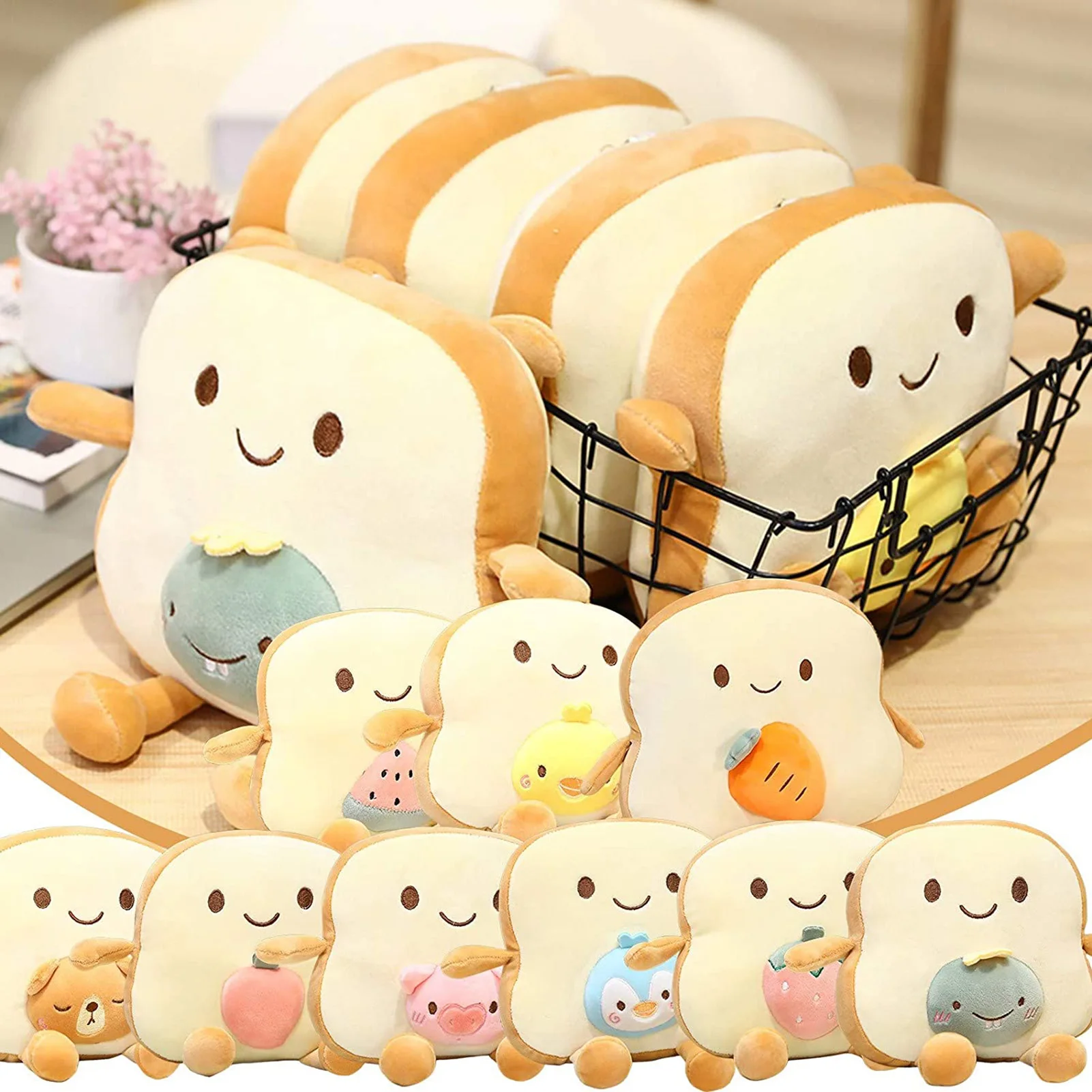 

16 In Sliced Toast Bread Plush Toy Pillow Combining Cute Fruits Cat Animals Bread Pillow Cushion Plush Doll Stuffed Toy Gift