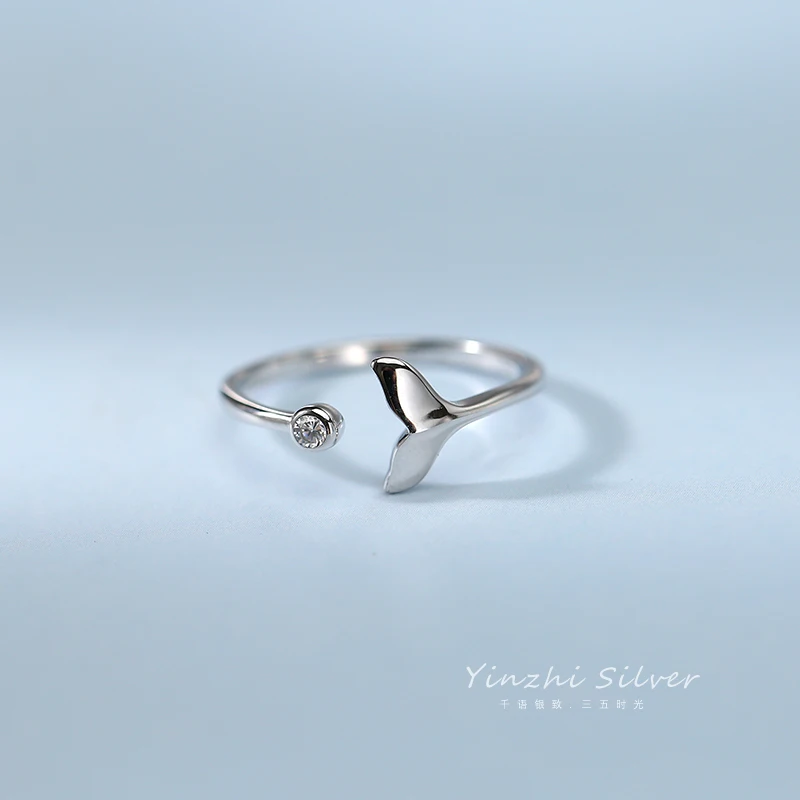 Новинка милое забавное серебристое кольцо на палец в виде рыбьего хвоста для