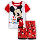 Детские пижамы с рисунком Микки Мауса Пижама для мальчиков и девочек; Новое летнее платье из хлопка; Детская одежда Минни комплект костюм с коротким рукавом, детская одежда для сна