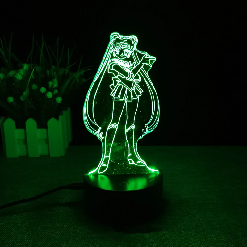 NewAnime Figure Sailor Moon Tsukino Usagi Warrior 3d Led Lamp Bedhome Manga Ninght Lights Room Lampara Dormitorio Model Toy | Игрушки и