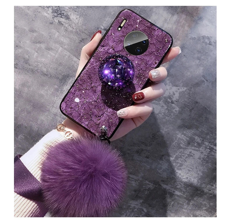 Purple Для huawei P30 Pro Lite Nova 6 6SE 5 5i 5T 4e P20 3e 4 3 3i Honor 10 8X макс. 20 V20 Коврики 30 Чехол Крышка с блестками юбка-баллон из плюша в виде ракушки - Цвет: Purple