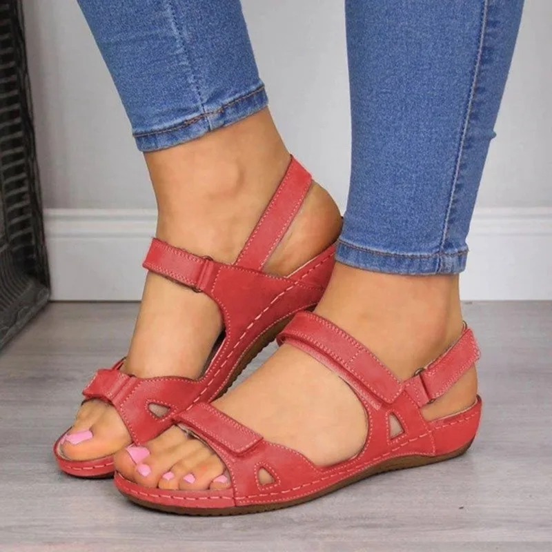 

New Women Sandals Soft Four Color Stitching Ladies Sandals Comfortable Flat Sandals Open Toe Beach Shoes Woman Footwear