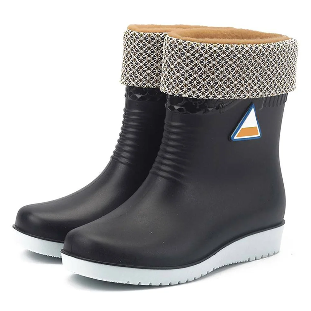 

New Arrival Women Winter Waterproof Rain Shoes Outdoor Anti Skid Flat Ankle Boots