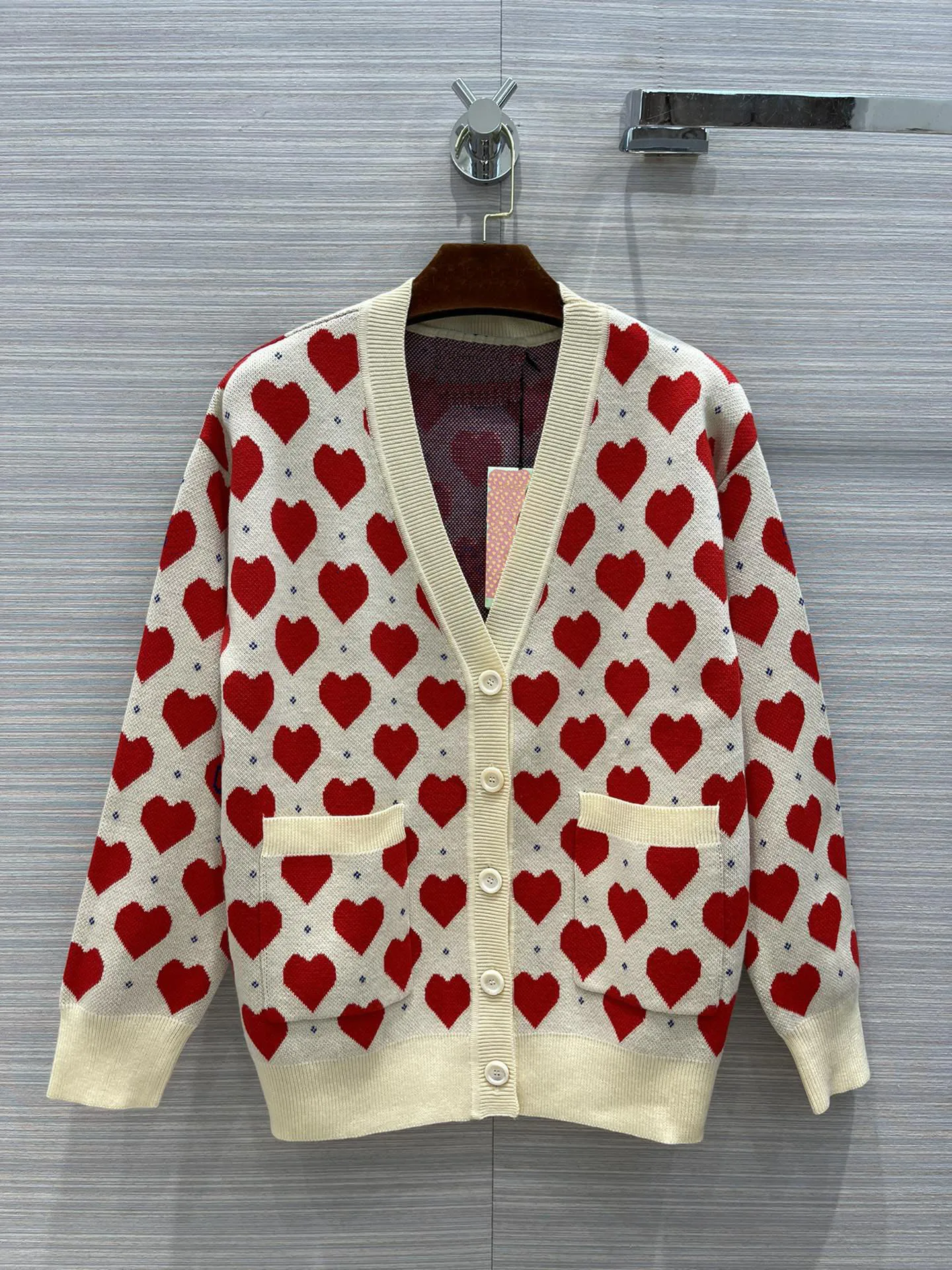 

Женский жаккардовый кардиган с V-образным вырезом, свободного покроя