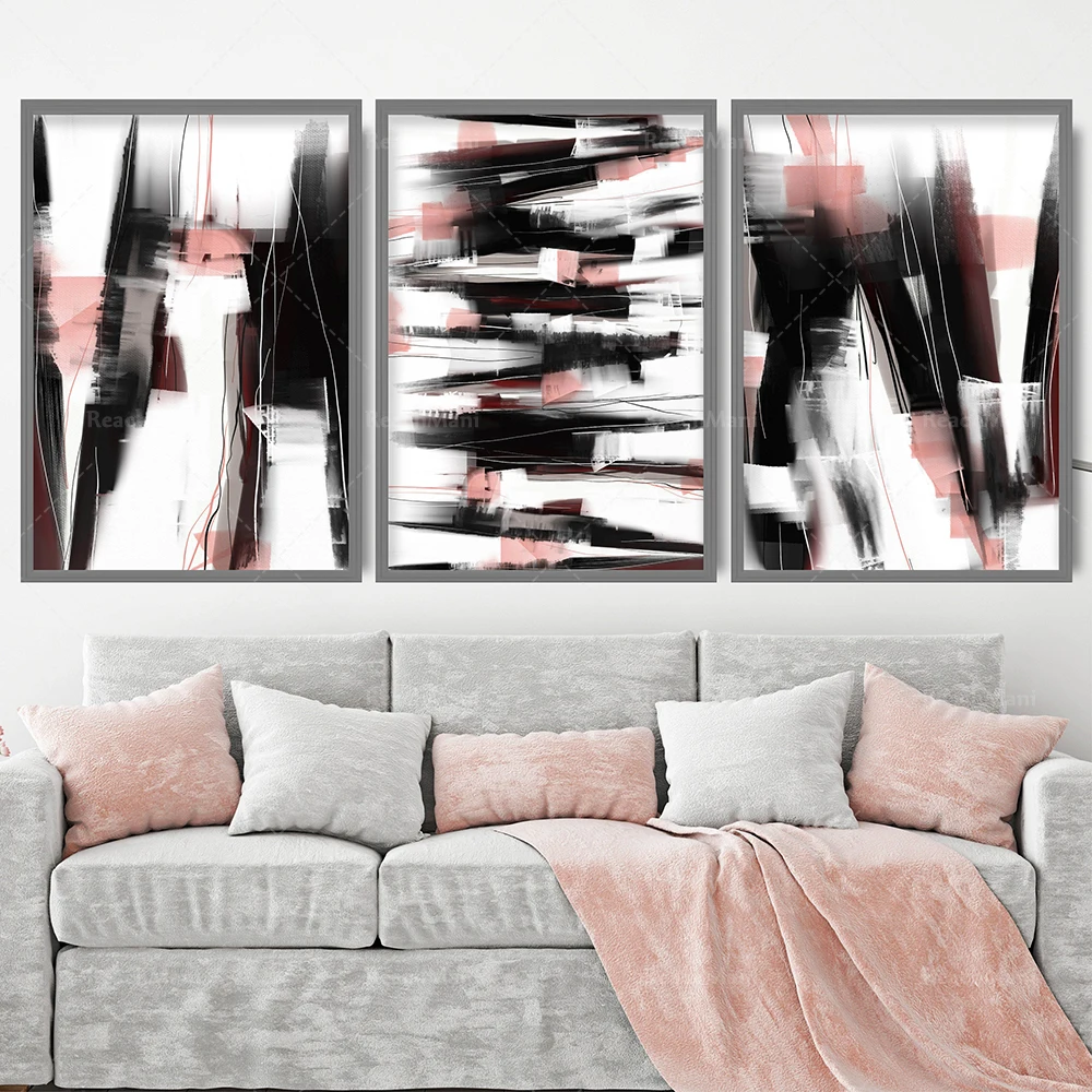 

Prints Abstract Black & Pink Art Prints from Original Textured Painting Mix V3 Wall Poster Decor Gift
